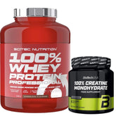 Scitec 100% Whey Protein 2,35kg + Biotech Creatine 300g – Bundle für Muskelaufbau, Kraft & Regeneration